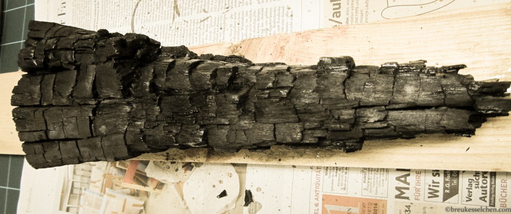 verkohlte Holzscheite geharzt 